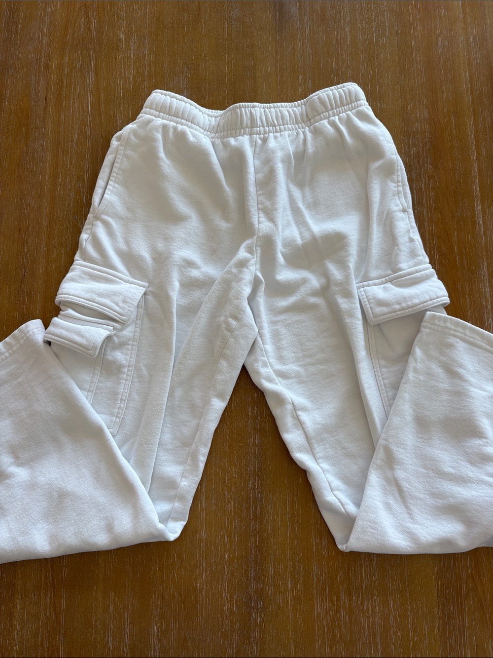 Garage White Cargo Sweatpants with Flap Pockets